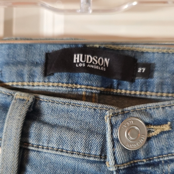 Hudson Jeans Light Blue Distressed Straight Leg Jeans - Picture 2 of 6